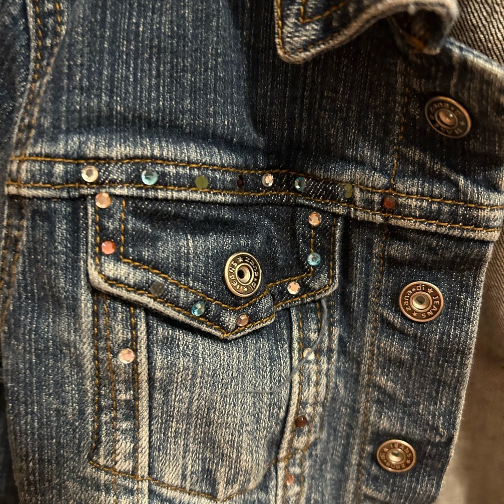 Girl’s Stylish Blue Denim Heart Sparkle Jacket size 6 - Picture 6 of 12